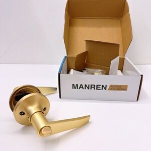 NEW! Manren Lever Keyed Entry Door Lever Handle, Universal Fit, Brushed Gold
